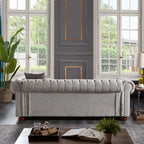 Divano 3 posti in lino beige/grigio chiaro