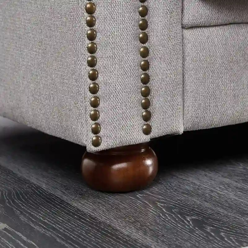 Divano 3 posti in lino beige/grigio chiaro