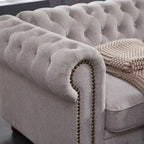 Divano 3 posti in lino beige/grigio chiaro