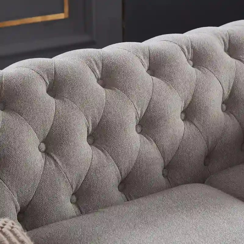 Divano 3 posti in lino beige/grigio chiaro