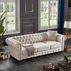 Divano 3 posti in lino beige/grigio chiaro