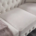 Divano 3 posti in lino beige/grigio chiaro