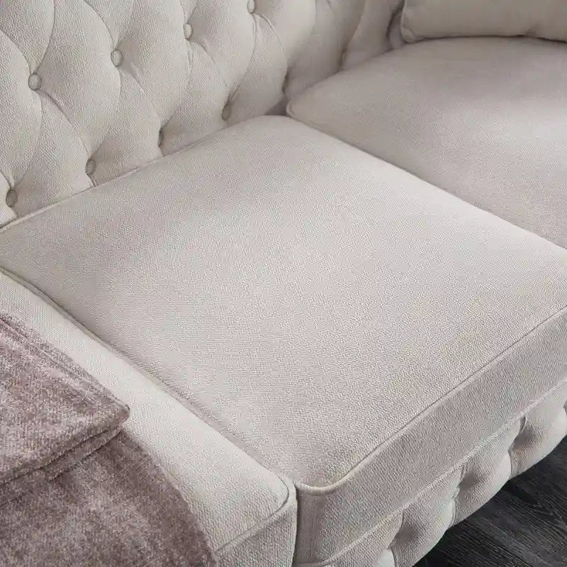 Divano 3 posti in lino beige/grigio chiaro