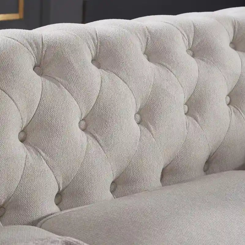 Divano 3 posti in lino beige/grigio chiaro