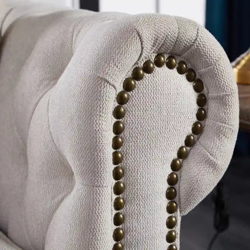 Divano 3 posti in lino beige/grigio chiaro
