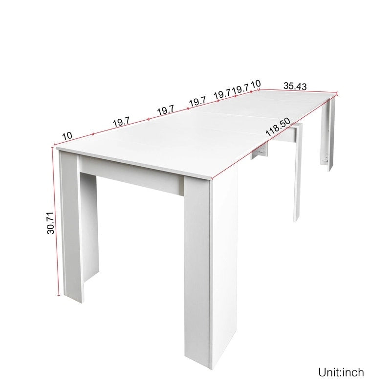 Consolle allungabile da tavolo da pranzo marrone/bianco – 10 posti a sedere