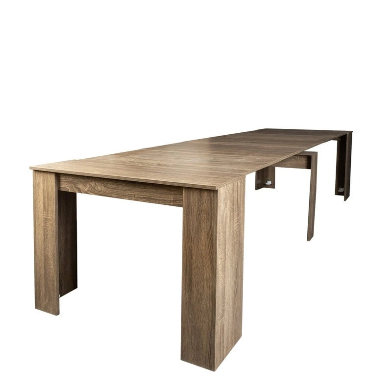 Consolle allungabile da tavolo da pranzo marrone/bianco – 10 posti a sedere