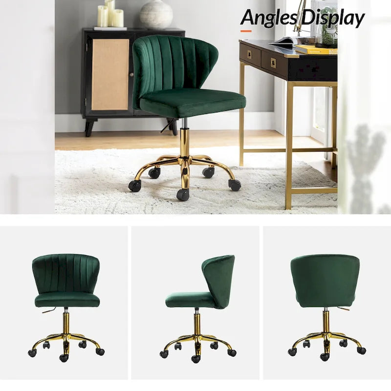 Sedia da ufficio senza braccioli Wingback in velluto multicolore, 1 persona