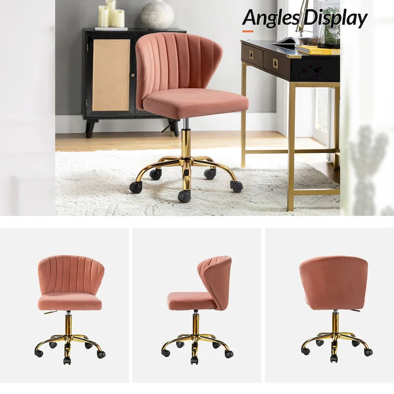 Sedia da ufficio senza braccioli Wingback in velluto multicolore, 1 persona
