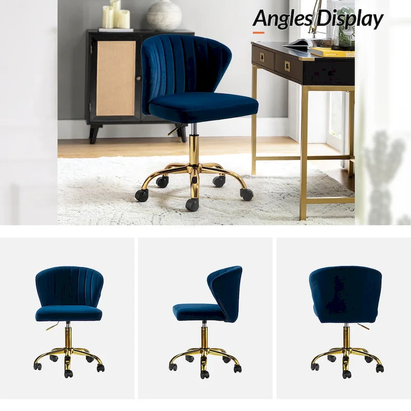 Sedia da ufficio senza braccioli Wingback in velluto multicolore, 1 persona