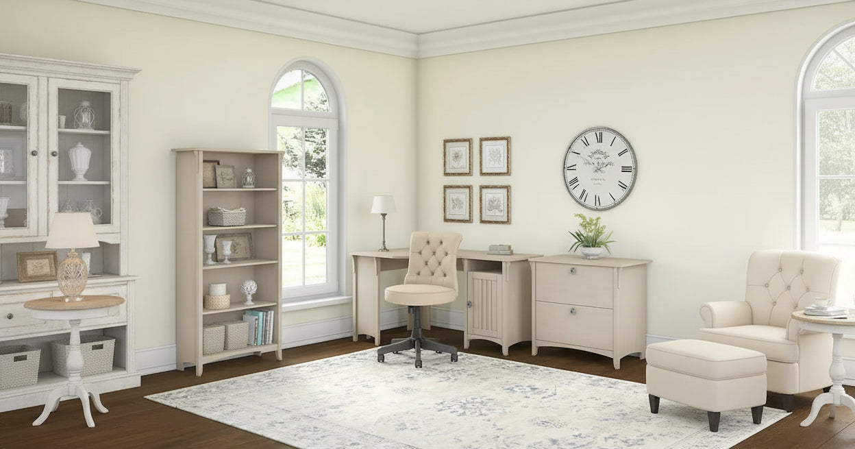 Salinas 55W Corner Desk with Lateral File Cabinet and 5 Shelf Bookcase