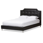 Letto a piattaforma in similpelle nera con testiera trapuntata – Piazza e mezzo / Matrimoniale / King, per 1–2 persone