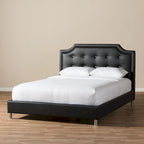 Letto a piattaforma in similpelle nera con testiera trapuntata – Piazza e mezzo / Matrimoniale / King, per 1–2 persone
