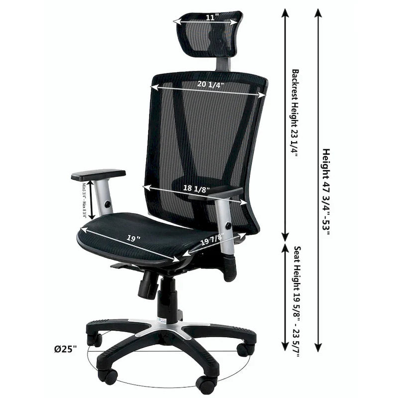 Sedia da Ufficio Girevole Ergonomica Marrone con Schienale Alto e Poggiatesta e Braccioli Regolabili, 1 Persona, Altezza Massima 132 cm