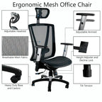 Sedia da Ufficio Girevole Ergonomica Marrone con Schienale Alto e Poggiatesta e Braccioli Regolabili, 1 Persona, Altezza Massima 132 cm