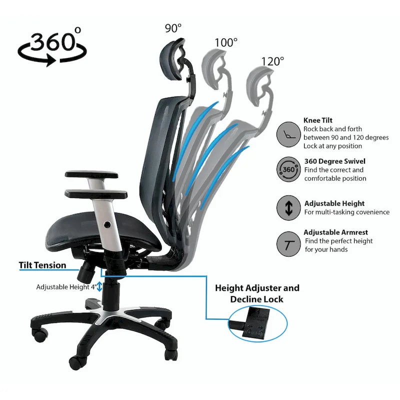 Sedia da Ufficio Girevole Ergonomica Marrone con Schienale Alto e Poggiatesta e Braccioli Regolabili, 1 Persona, Altezza Massima 132 cm