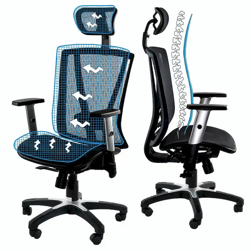 Sedia da Ufficio Girevole Ergonomica Marrone con Schienale Alto e Poggiatesta e Braccioli Regolabili, 1 Persona, Altezza Massima 132 cm