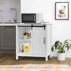 Mobile contenitore da bagno autoportante in stile rustico bianco con anta scorrevole a fienile