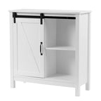 Mobile contenitore da bagno autoportante in stile rustico bianco con anta scorrevole a fienile