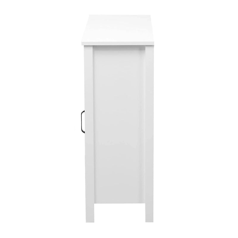Mobile contenitore da bagno autoportante in stile rustico bianco con anta scorrevole a fienile