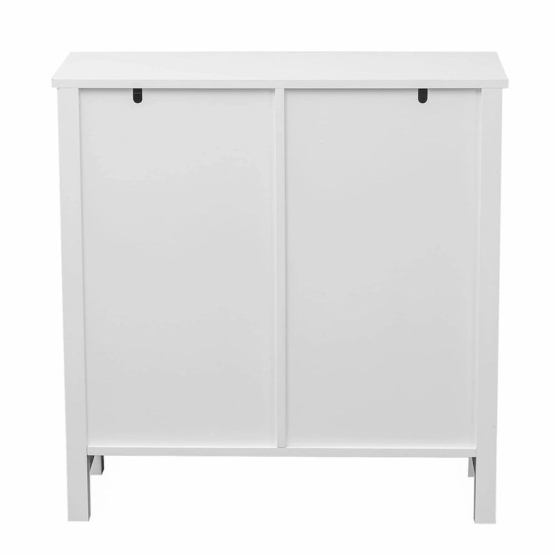 Mobile contenitore da bagno autoportante in stile rustico bianco con anta scorrevole a fienile
