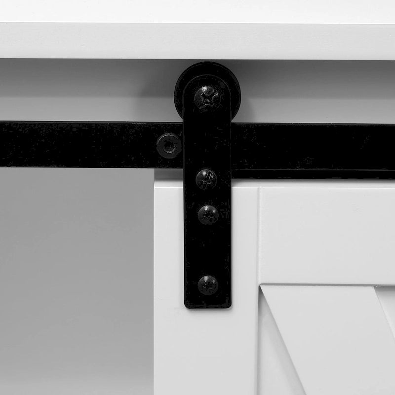 Mobile contenitore da bagno autoportante in stile rustico bianco con anta scorrevole a fienile