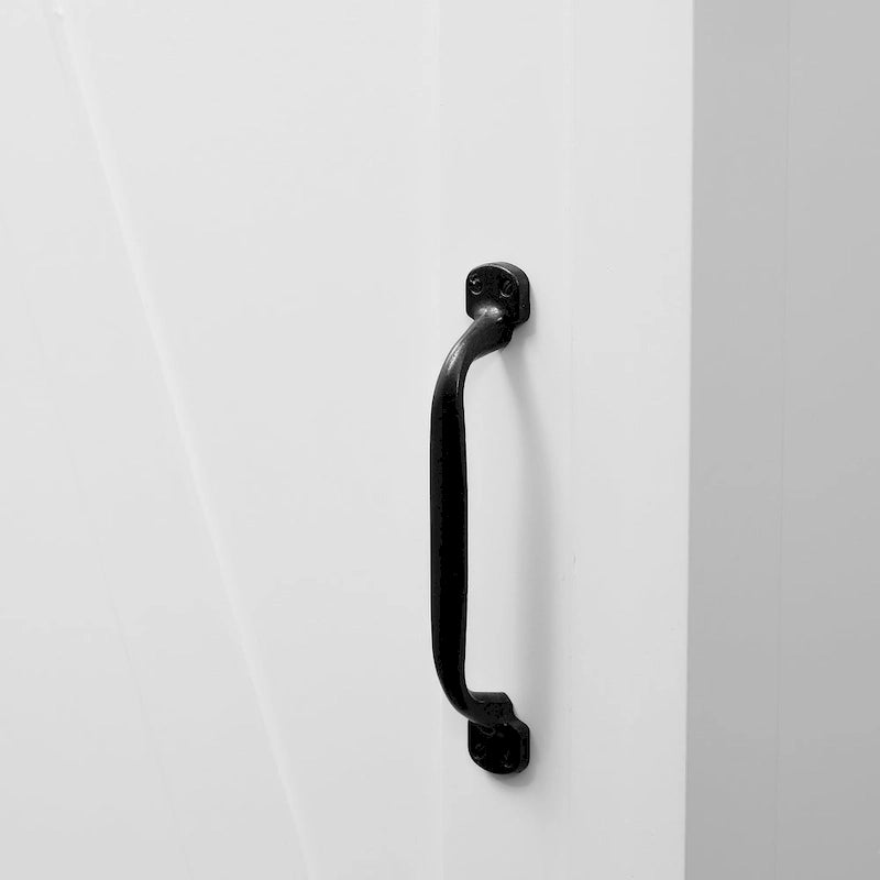 Mobile contenitore da bagno autoportante in stile rustico bianco con anta scorrevole a fienile
