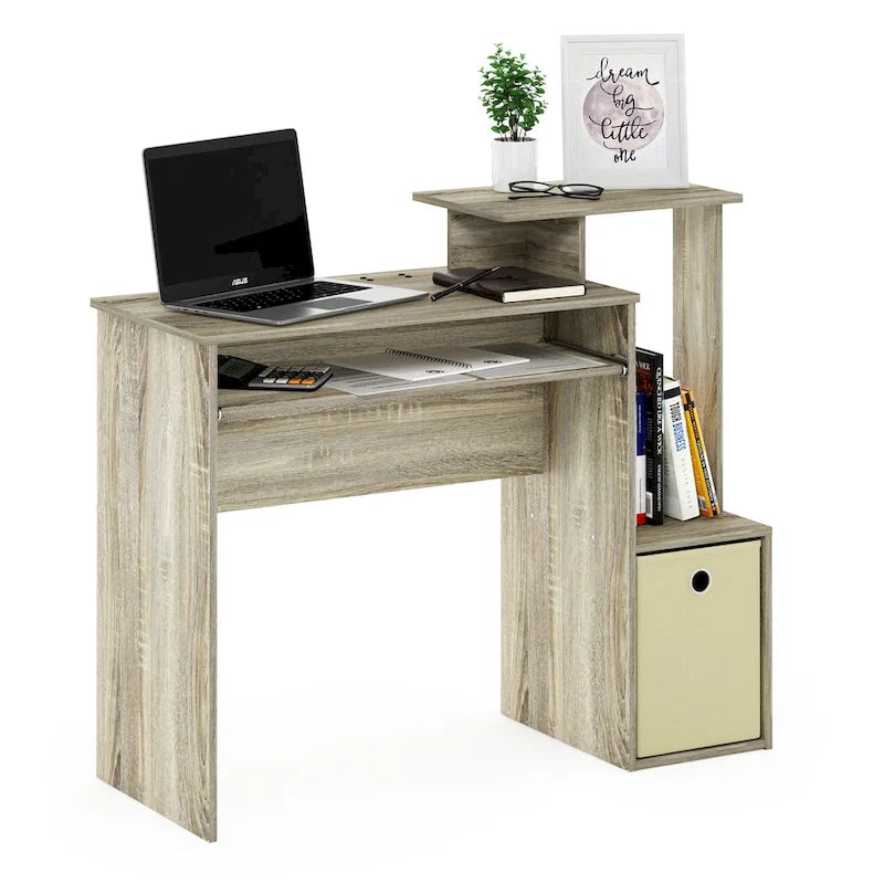 Scrivania da ufficio con contenitore – Nero / Noce scuro / Grigio / Bianco / Rovere / Pino ambrato