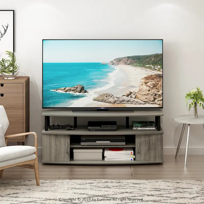 Mobile TV con ripiani aperti per TV fino a 55" – Colori multipli, assemblaggio da 2 persone