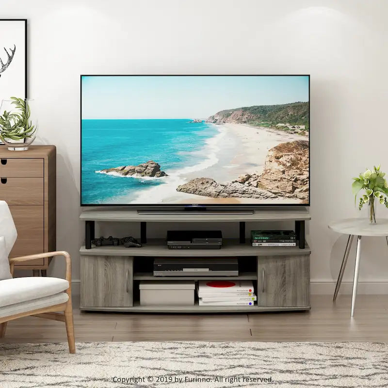 Mobile TV con ripiani aperti per TV fino a 55" – Colori multipli, assemblaggio da 2 persone