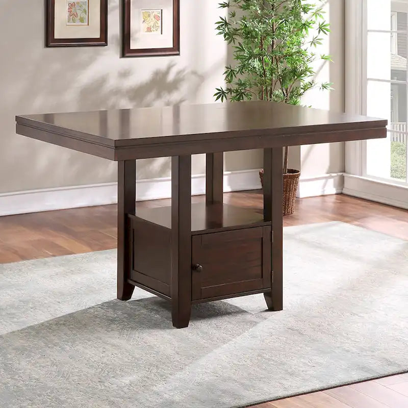 Set da pranzo in stile country, altezza bancone, colore espresso, 6 posti a sedere