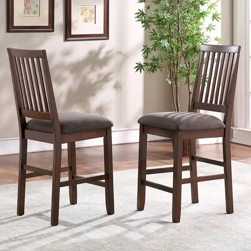 Set da pranzo in stile country, altezza bancone, colore espresso, 6 posti a sedere