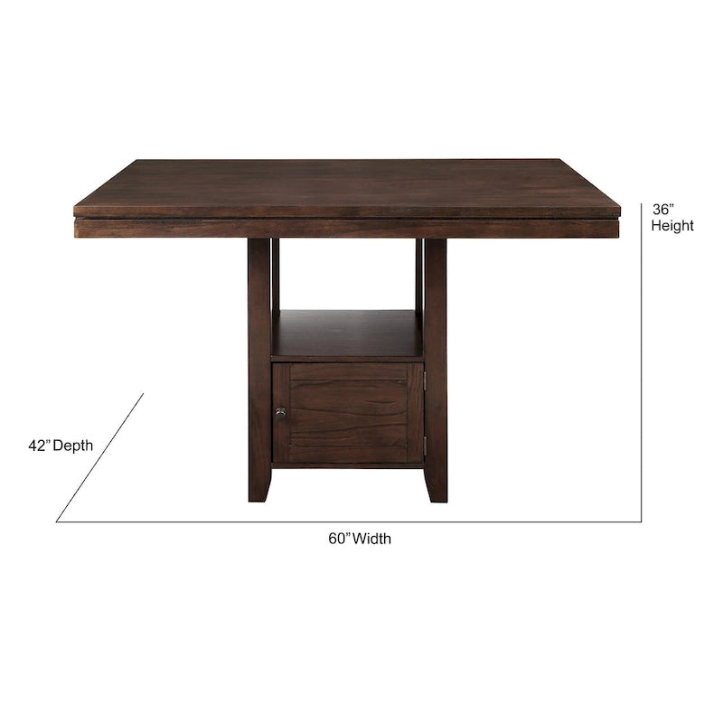 Set da pranzo in stile country, altezza bancone, colore espresso, 6 posti a sedere