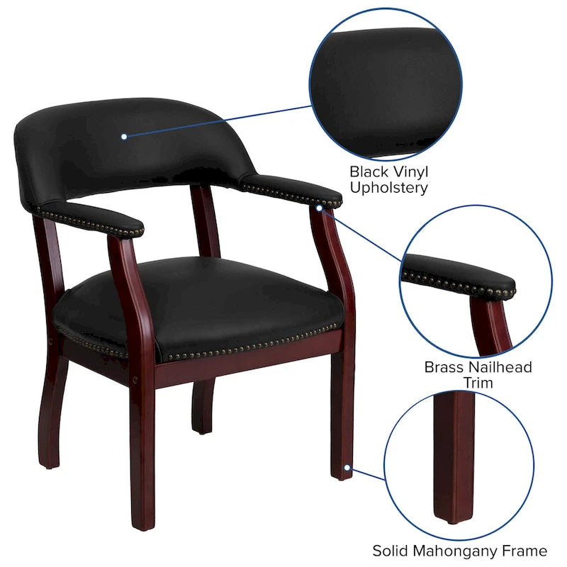 Sedia da Capitano rivestita in nero / blu / marrone – Stile tradizionale, 1 posto