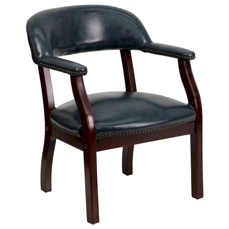 Sedia da Capitano rivestita in nero / blu / marrone – Stile tradizionale, 1 posto