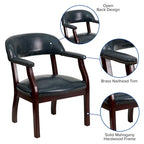 Sedia da Capitano rivestita in nero / blu / marrone – Stile tradizionale, 1 posto