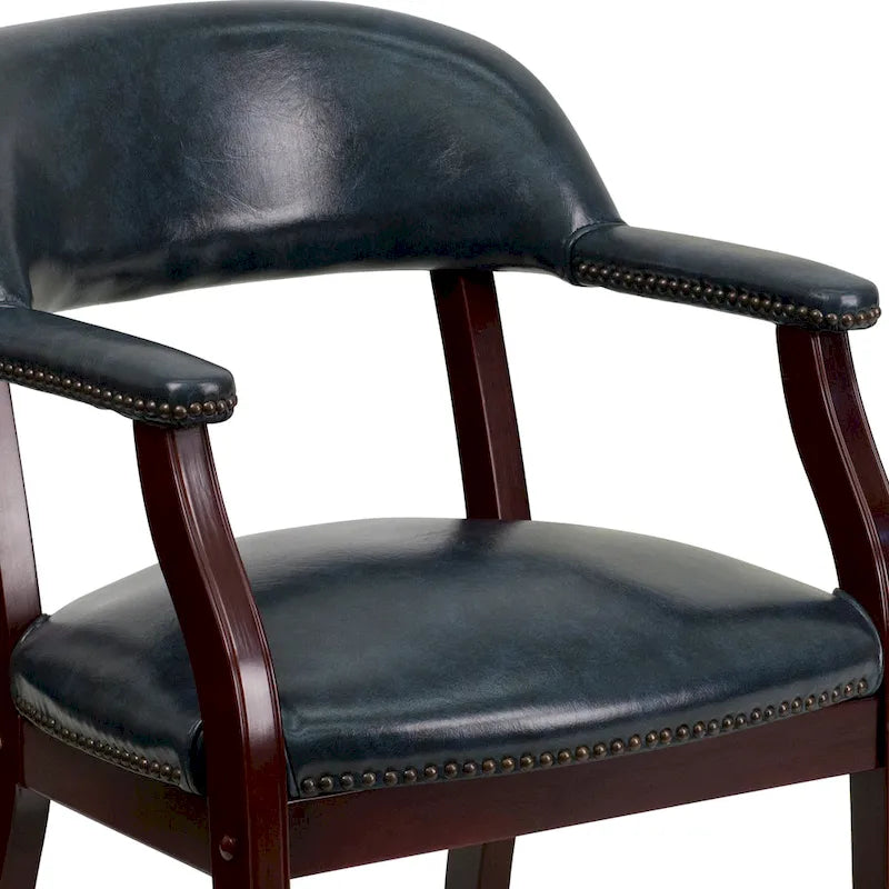 Sedia da Capitano rivestita in nero / blu / marrone – Stile tradizionale, 1 posto