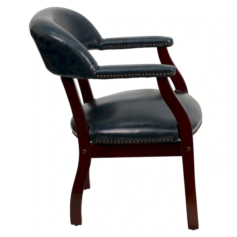 Sedia da Capitano rivestita in nero / blu / marrone – Stile tradizionale, 1 posto