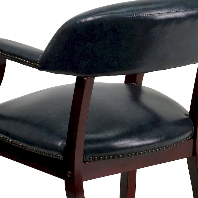 Sedia da Capitano rivestita in nero / blu / marrone – Stile tradizionale, 1 posto