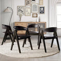 Sedia da pranzo nera a V, rivestita in PU, set da 4