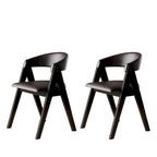 Sedia da pranzo nera a V, rivestita in PU, set da 4