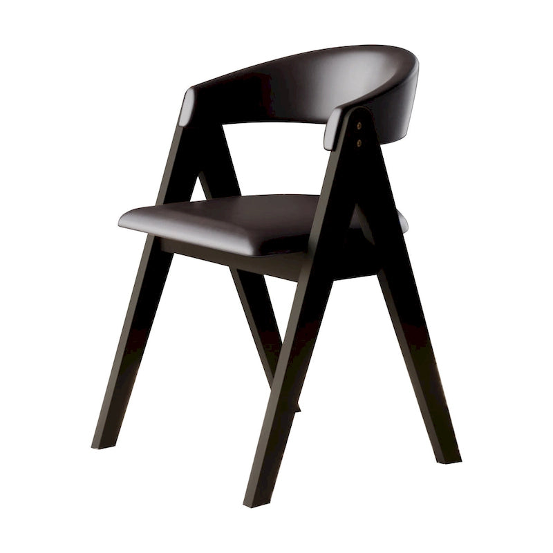Sedia da pranzo nera a V, rivestita in PU, set da 4