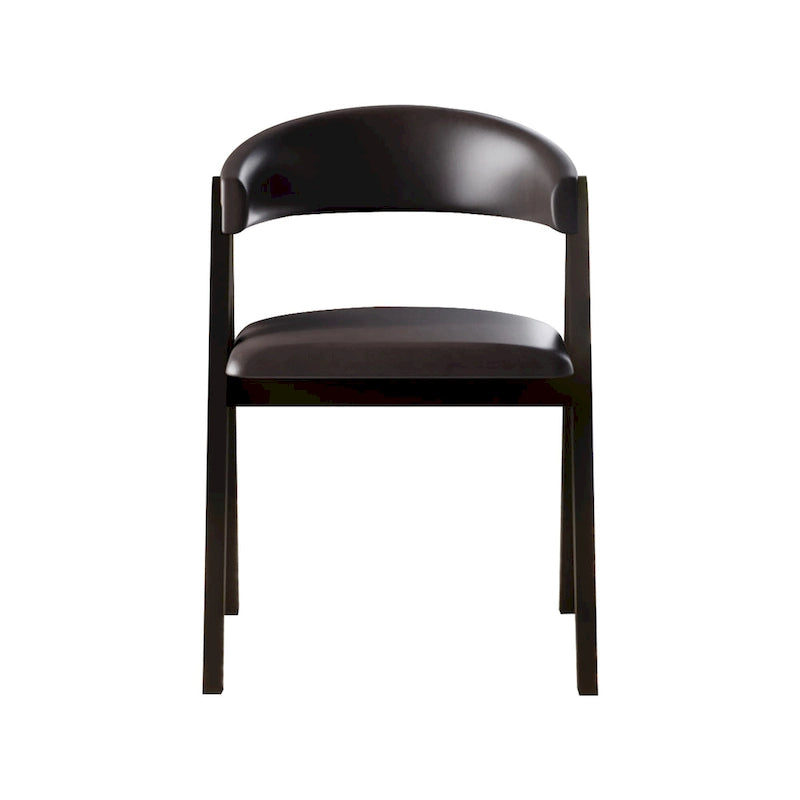 Sedia da pranzo nera a V, rivestita in PU, set da 4