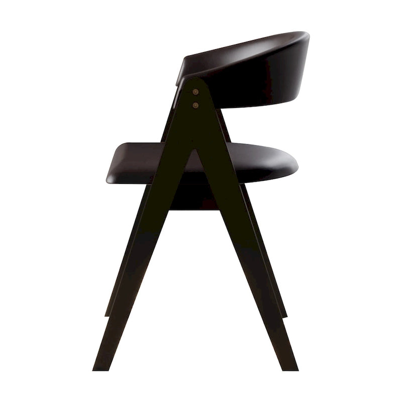 Sedia da pranzo nera a V, rivestita in PU, set da 4