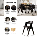 Sedia da pranzo nera a V, rivestita in PU, set da 4