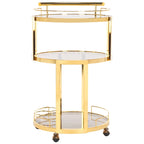 Carrello da Bar Rotondo a 3 Ripiani con Portabottiglie in Oro/Canna di Fucile – 1 Persona