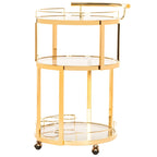 Carrello da Bar Rotondo a 3 Ripiani con Portabottiglie in Oro/Canna di Fucile – 1 Persona