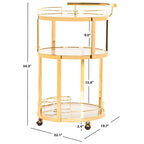 Carrello da Bar Rotondo a 3 Ripiani con Portabottiglie in Oro/Canna di Fucile – 1 Persona
