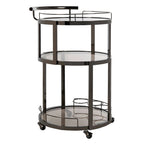 Carrello da Bar Rotondo a 3 Ripiani con Portabottiglie in Oro/Canna di Fucile – 1 Persona