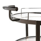 Carrello da Bar Rotondo a 3 Ripiani con Portabottiglie in Oro/Canna di Fucile – 1 Persona